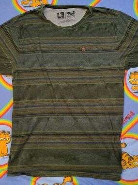 HippyTree Striped Pocket T-Shirt Mens XXL Green Brown Knit Vintage Blend Tee
